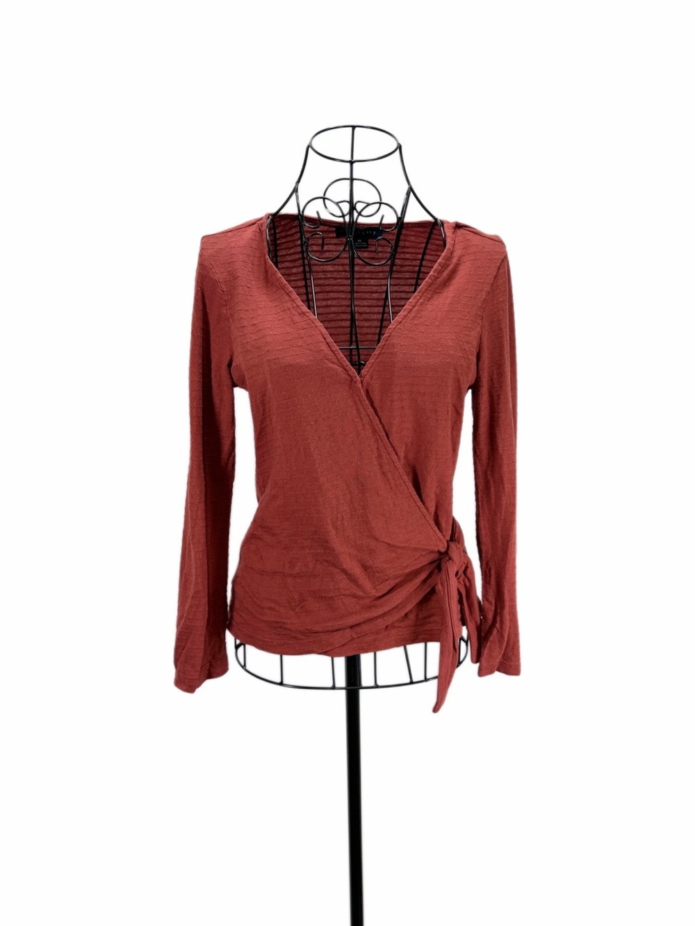 Sanctuary Rust Wrap Tie-Front Long Sleeve Blouse